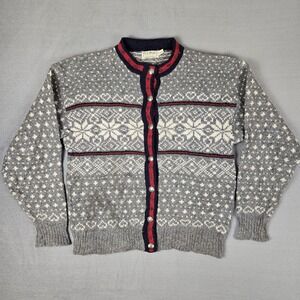 Vintage LL Bean Cardigan Womens Large Fair Isle Cottage Core Cozy USA‎ Made